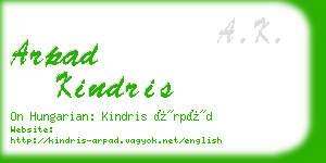 arpad kindris business card